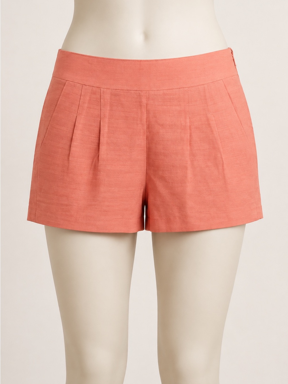 J. Crew Coral High-Rise Pleated Shorts